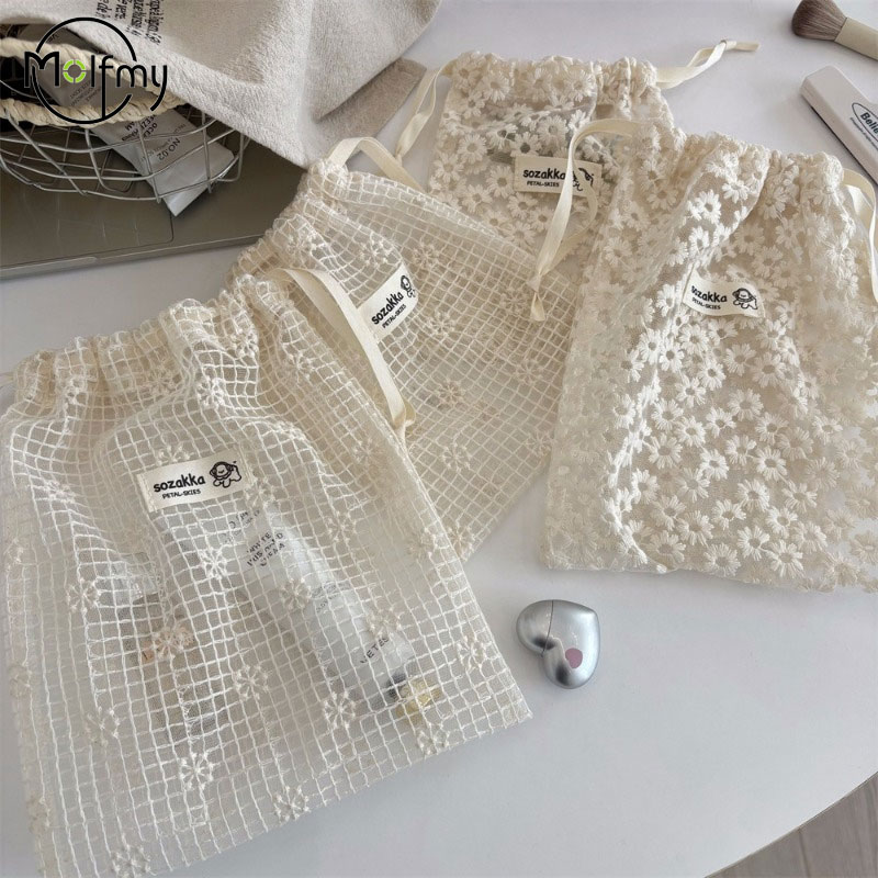 Drawstring Makeup Bag Lace Emb - Skincare D'Alba review and price