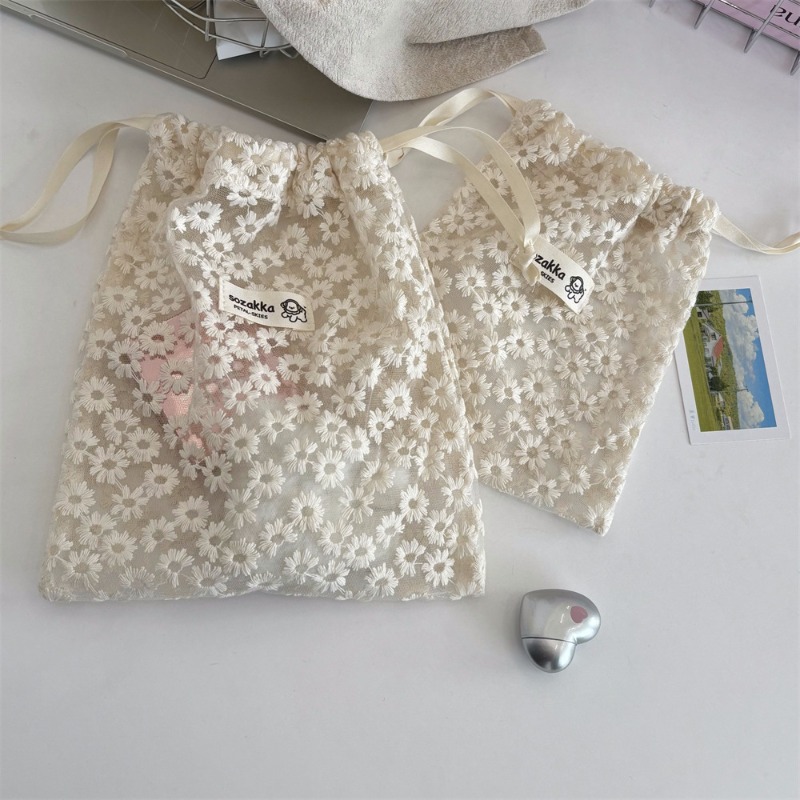 Drawstring Makeup Bag Lace Emb - Skincare D'Alba review and price