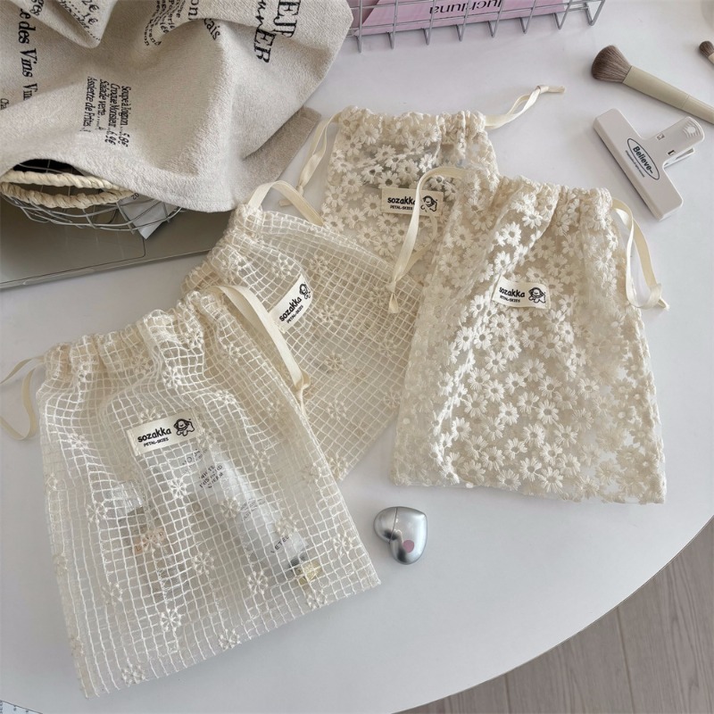 Drawstring Makeup Bag Lace Emb - Skincare D'Alba review and price