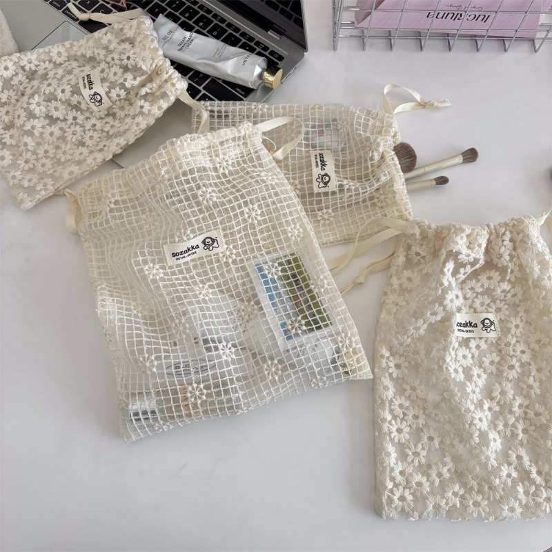 Drawstring Makeup Bag Lace Emb - Skincare D'Alba review and price