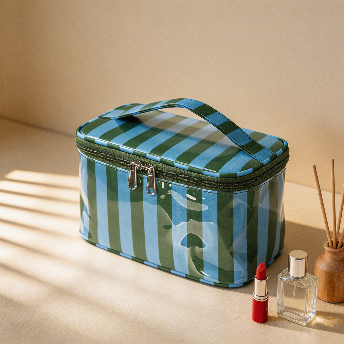 PVC Stripe Large Capacity Cosm - Skincare D'Alba review and price